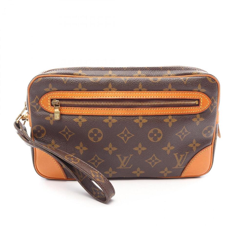 Louis Vuitton Marly Dragonne Second Bag Clutch Handbag Coated Canvas Leather ...